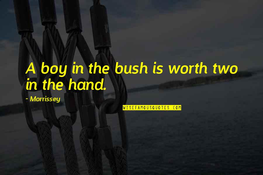 Dare To Live Life Quotes By Morrissey: A boy in the bush is worth two Dare To Live Life Quotes By Morrissey: A boy in the bush is worth two