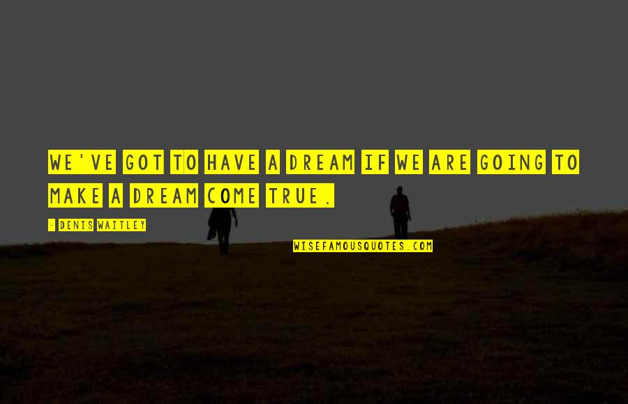 Darfst Translation Quotes By Denis Waitley: We've got to have a dream if we