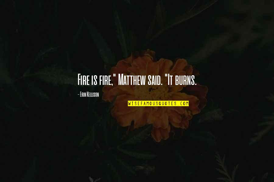 Darien Long Quotes By Erin Kellison: Fire is fire," Matthew said. "It burns.