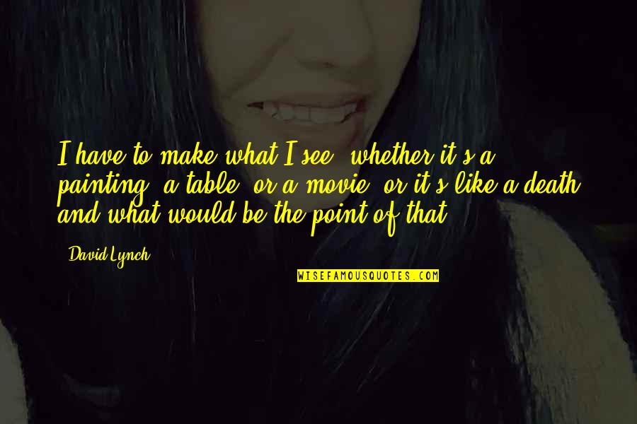 Daripada Cengkerang Quotes By David Lynch: I have to make what I see, whether Daripada Cengkerang Quotes By David Lynch: I have to make what I see, whether