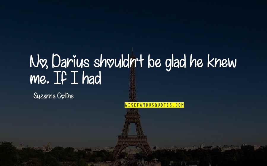 Darius I Quotes By Suzanne Collins: No, Darius shouldn't be glad he knew me.