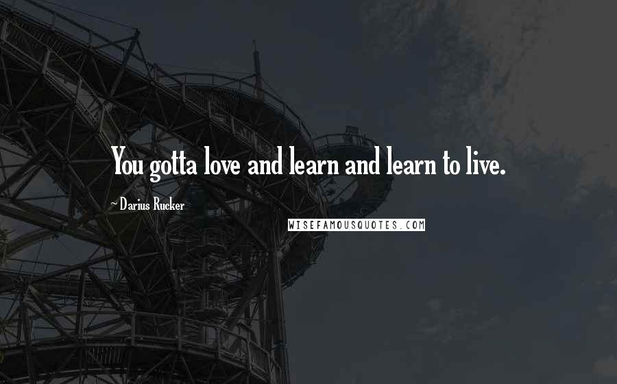 Darius Rucker quotes: You gotta love and learn and learn to live.