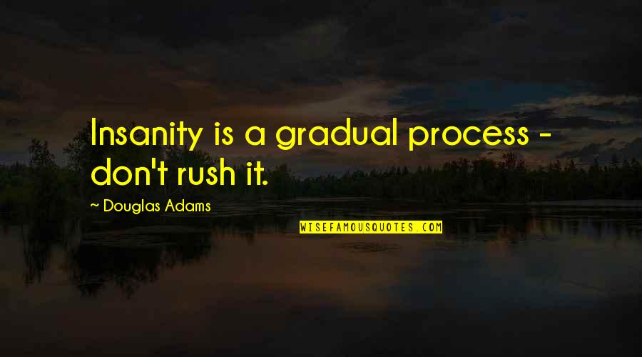 Dark And Dreary Quotes By Douglas Adams: Insanity is a gradual process - don't rush