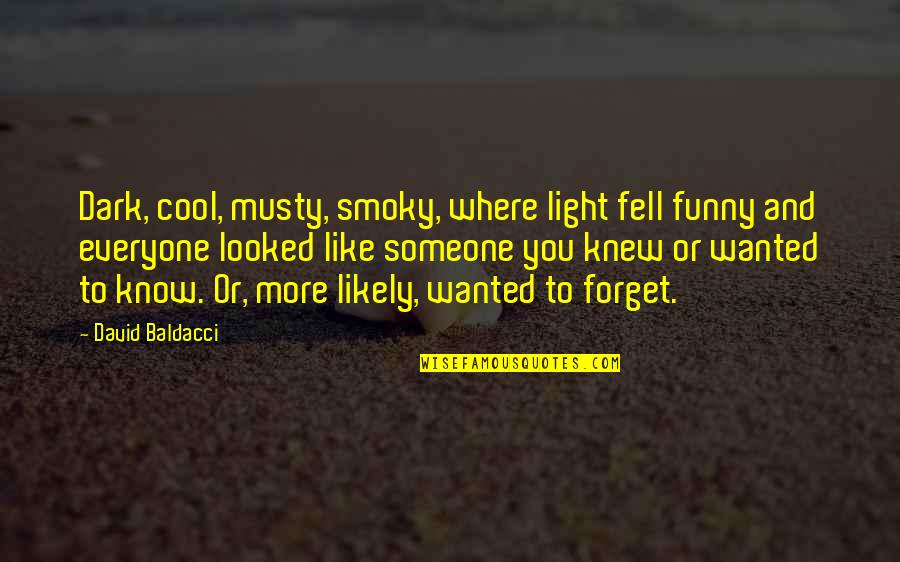 Dark And Light Funny Quotes By David Baldacci: Dark, cool, musty, smoky, where light fell funny