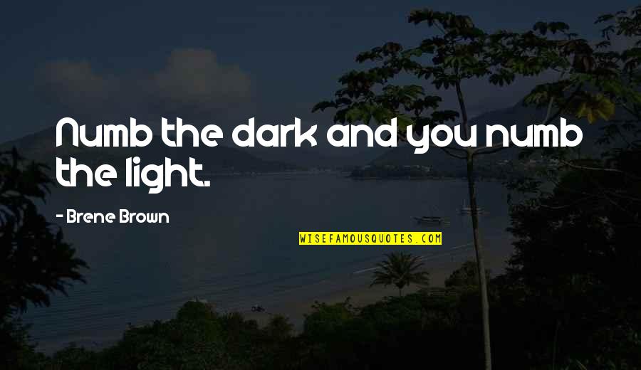 Dark And Light Quotes By Brene Brown: Numb the dark and you numb the light.