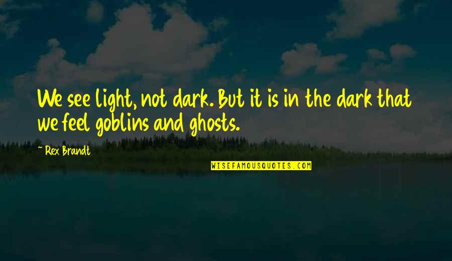 Dark And Light Quotes By Rex Brandt: We see light, not dark. But it is