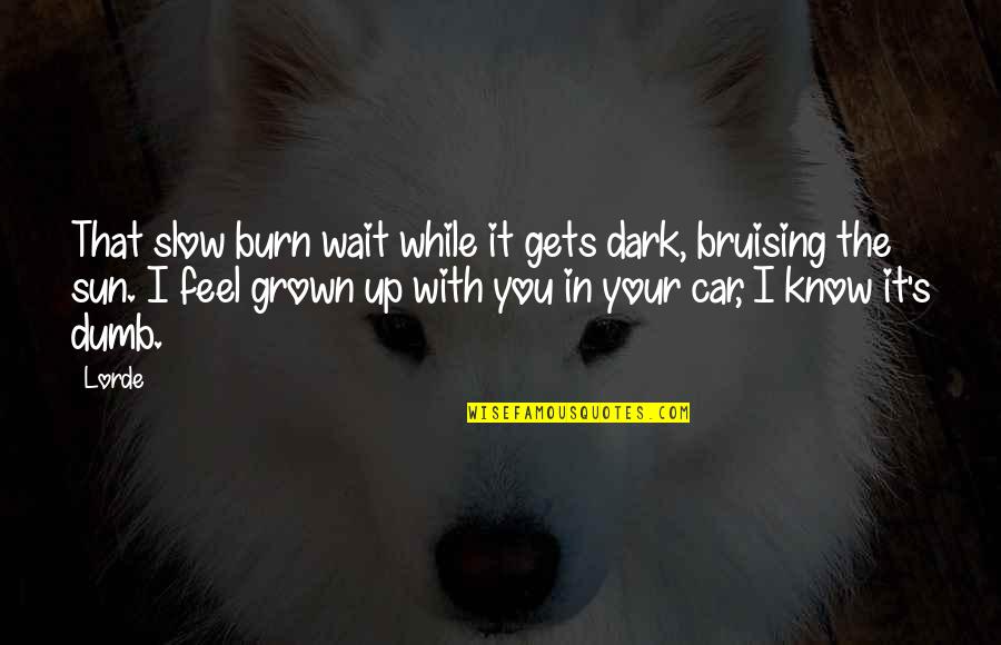 Dark Car Quotes By Lorde: That slow burn wait while it gets dark,