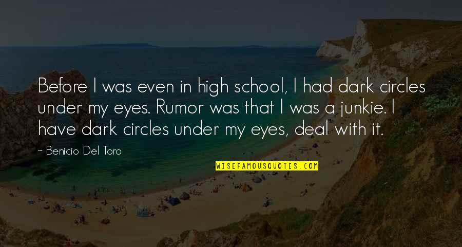 Dark Circles Eyes Quotes By Benicio Del Toro: Before I was even in high school, I Dark Circles Eyes Quotes By Benicio Del Toro: Before I was even in high school, I