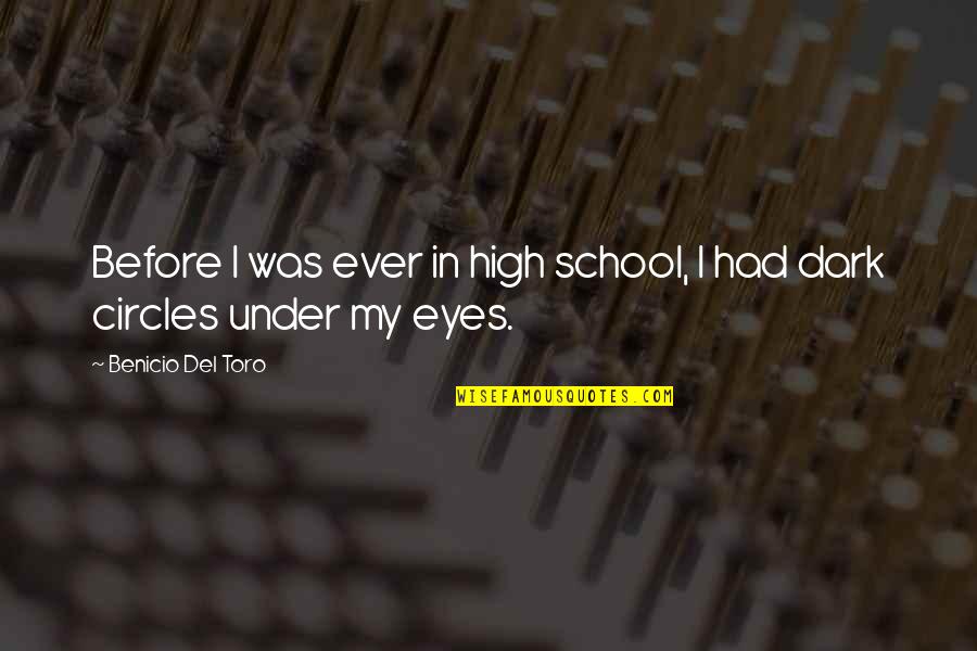 Dark Circles Eyes Quotes By Benicio Del Toro: Before I was ever in high school, I Dark Circles Eyes Quotes By Benicio Del Toro: Before I was ever in high school, I