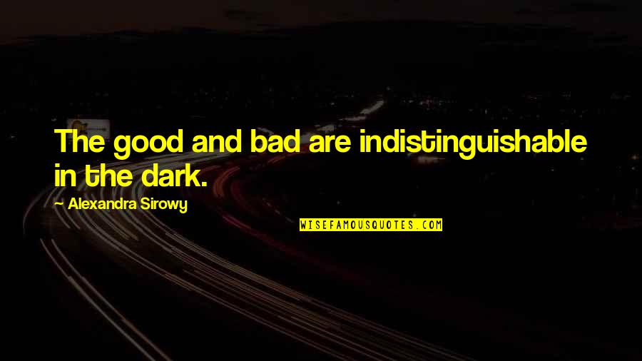 Dark Corridor Quotes By Alexandra Sirowy: The good and bad are indistinguishable in the