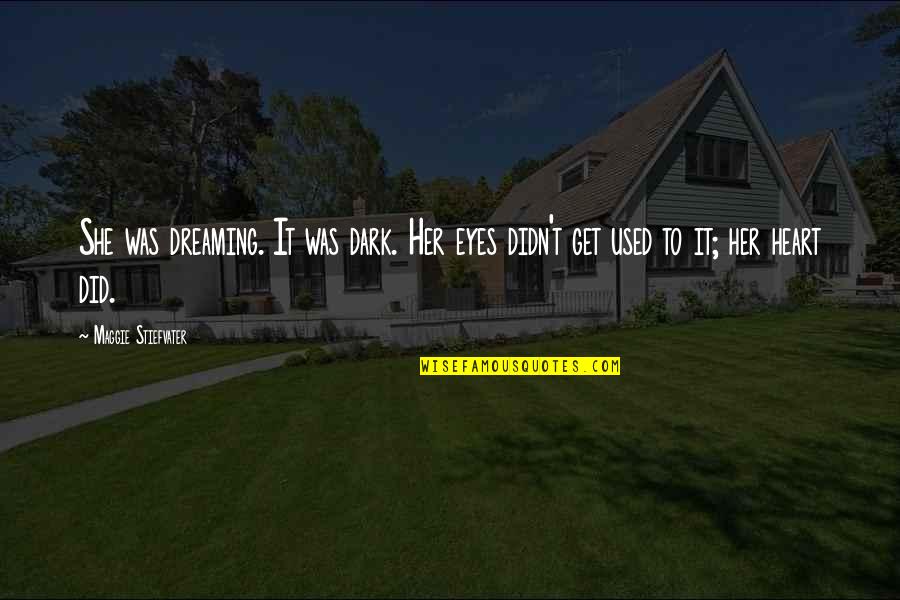 Dark Dreams Quotes By Maggie Stiefvater: She was dreaming. It was dark. Her eyes Dark Dreams Quotes By Maggie Stiefvater: She was dreaming. It was dark. Her eyes