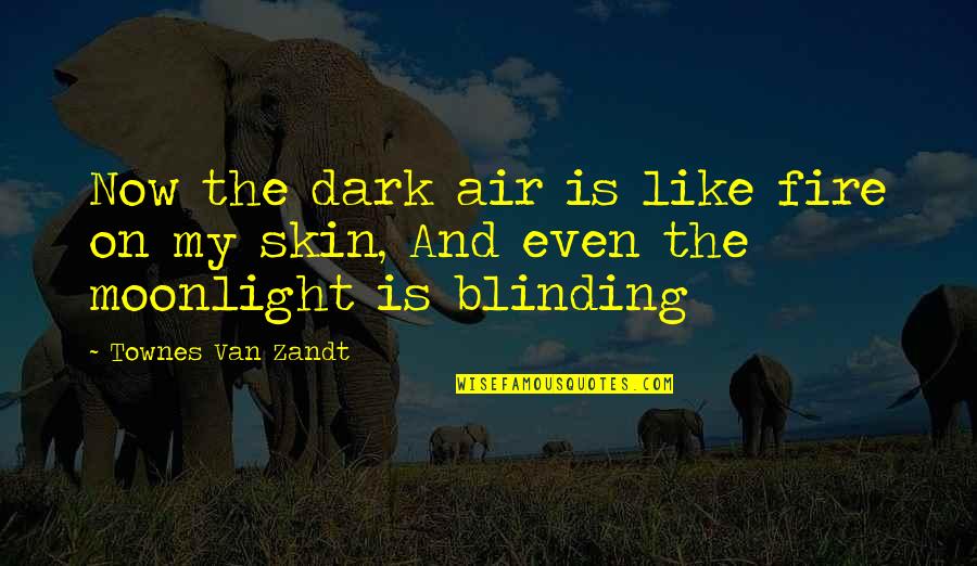 Dark Fire Quotes By Townes Van Zandt: Now the dark air is like fire on Dark Fire Quotes By Townes Van Zandt: Now the dark air is like fire on