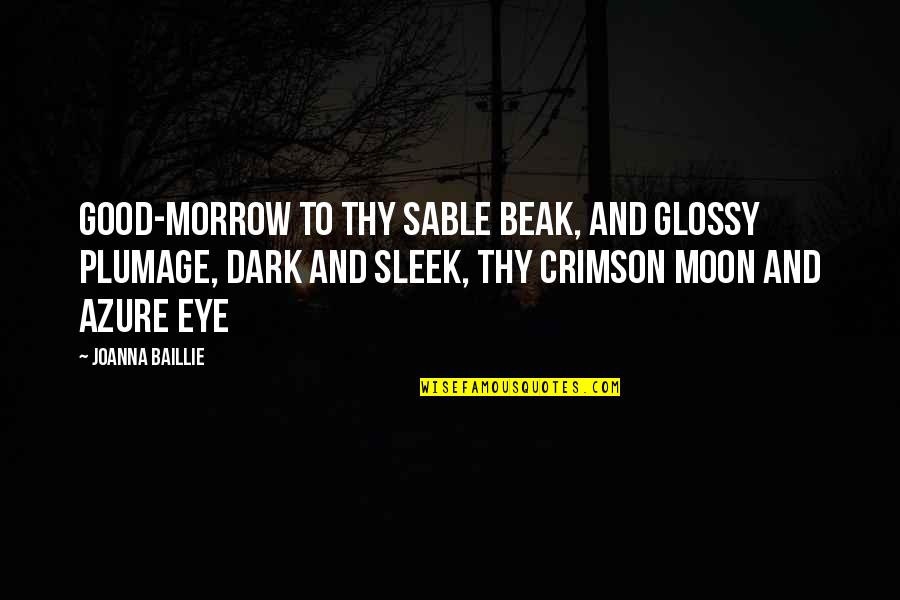 Dark Good Quotes By Joanna Baillie: Good-morrow to thy sable beak, And glossy plumage, Dark Good Quotes By Joanna Baillie: Good-morrow to thy sable beak, And glossy plumage,