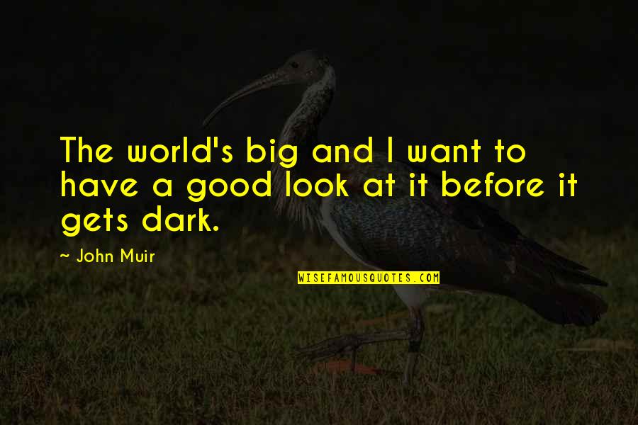 Dark Good Quotes By John Muir: The world's big and I want to have