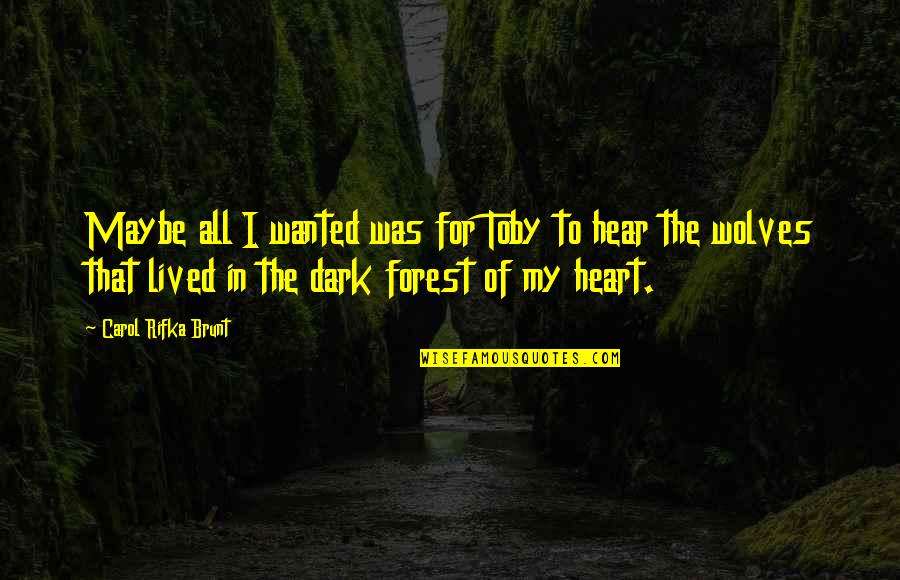 Dark Heart Quotes By Carol Rifka Brunt: Maybe all I wanted was for Toby to