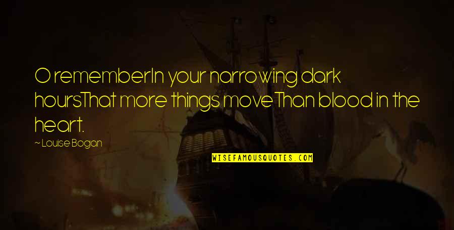 Dark Heart Quotes By Louise Bogan: O rememberIn your narrowing dark hoursThat more things