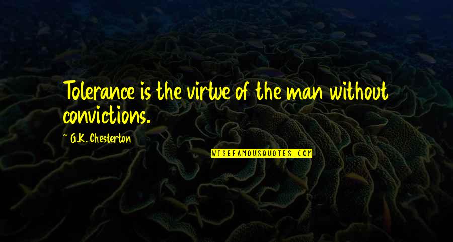 Dark Heartbreak Quotes By G.K. Chesterton: Tolerance is the virtue of the man without