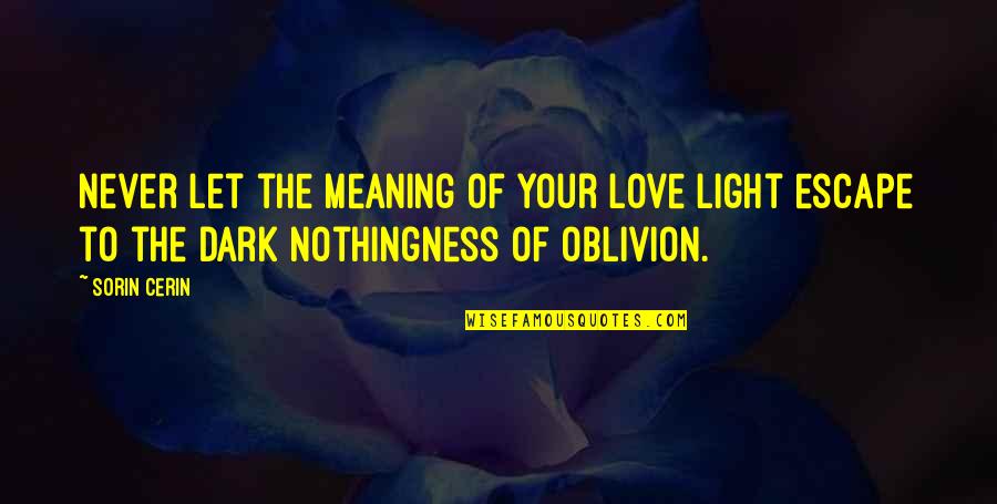 Dark Light Life Quotes By Sorin Cerin: Never let the meaning of your love light