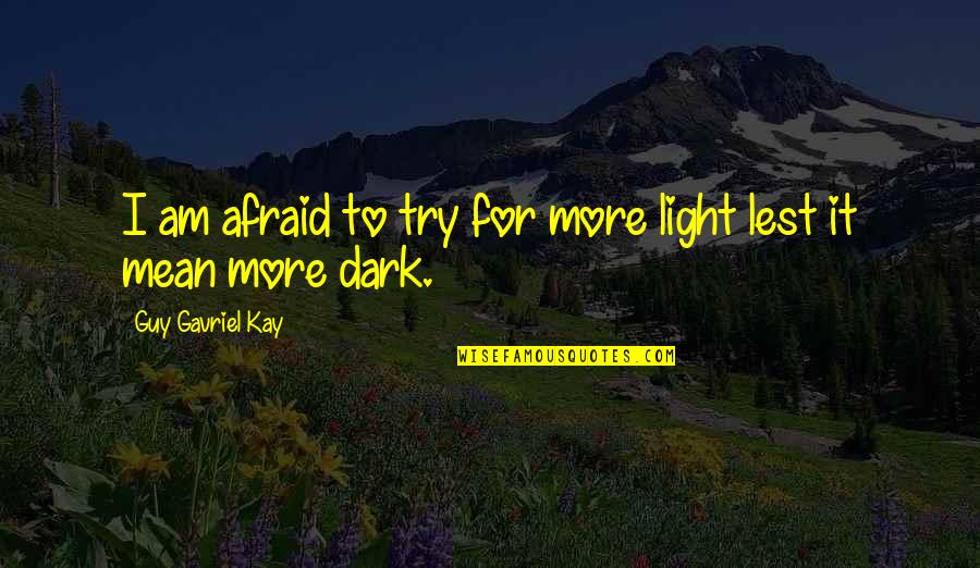 Dark Light Quotes By Guy Gavriel Kay: I am afraid to try for more light Dark Light Quotes By Guy Gavriel Kay: I am afraid to try for more light