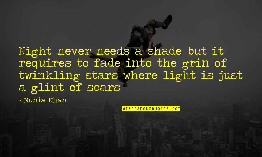 Dark Night Sky Quotes By Munia Khan: Night never needs a shade but it requires