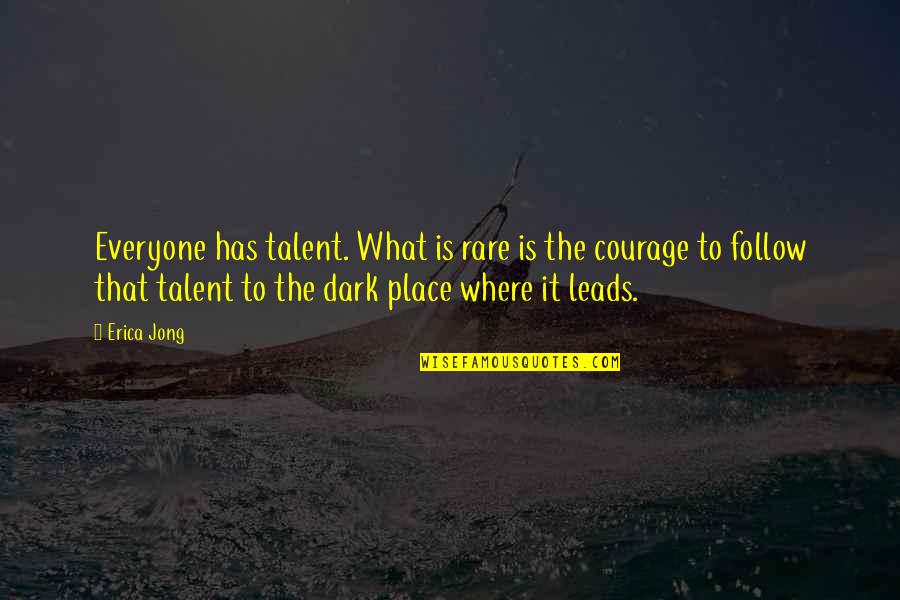 Dark Place Quotes By Erica Jong: Everyone has talent. What is rare is the