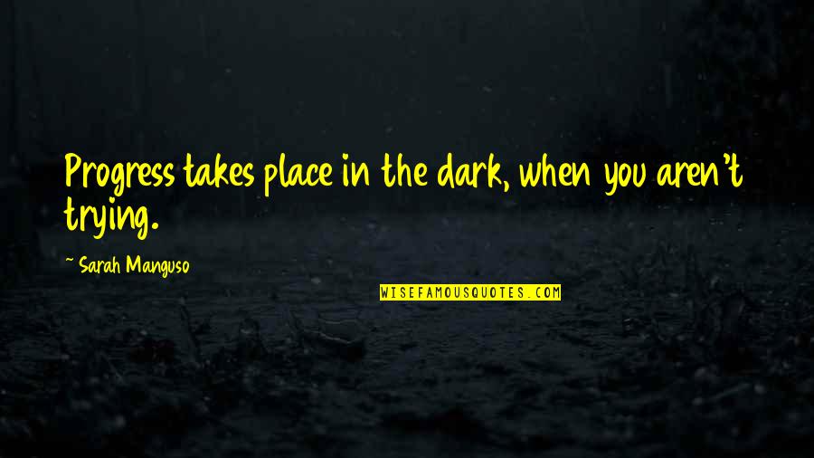 Dark Place Quotes By Sarah Manguso: Progress takes place in the dark, when you