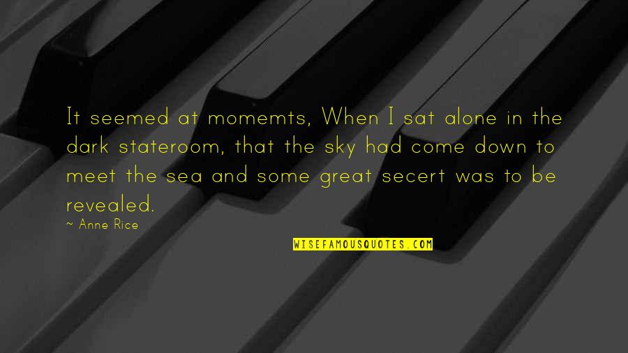 Dark Sky Quotes By Anne Rice: It seemed at momemts, When I sat alone