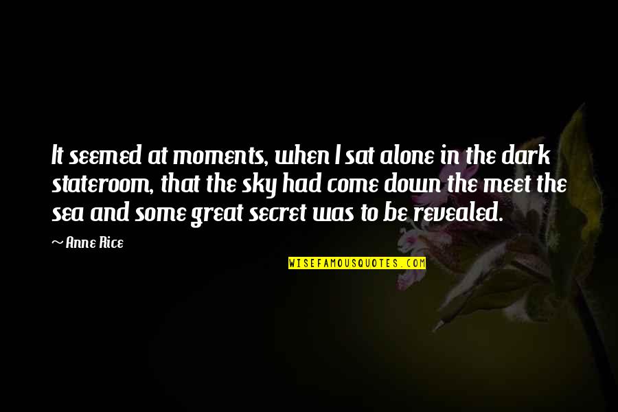 Dark Sky Quotes By Anne Rice: It seemed at moments, when I sat alone