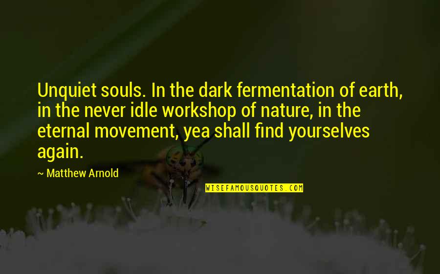Dark Souls 2 Quotes By Matthew Arnold: Unquiet souls. In the dark fermentation of earth,