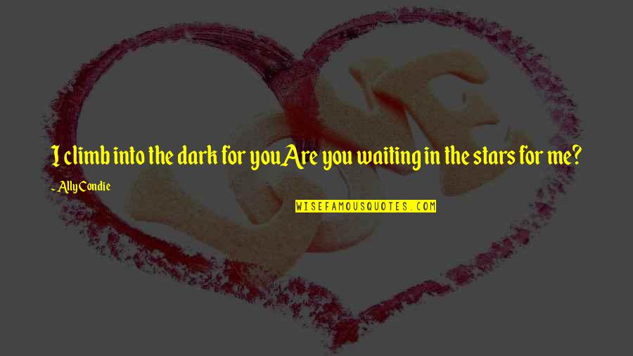 Dark Stars Quotes By Ally Condie: I climb into the dark for youAre you