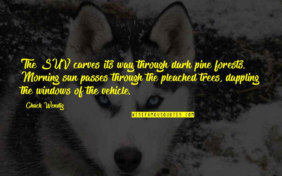 Dark Sun Quotes By Chuck Wendig: The SUV carves its way through dark pine