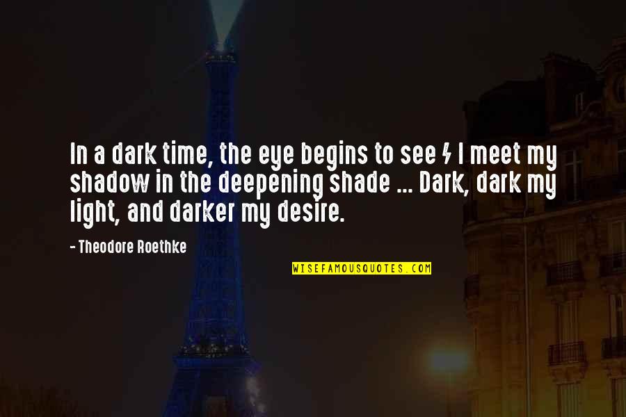 Dark Versus Light Quotes By Theodore Roethke: In a dark time, the eye begins to