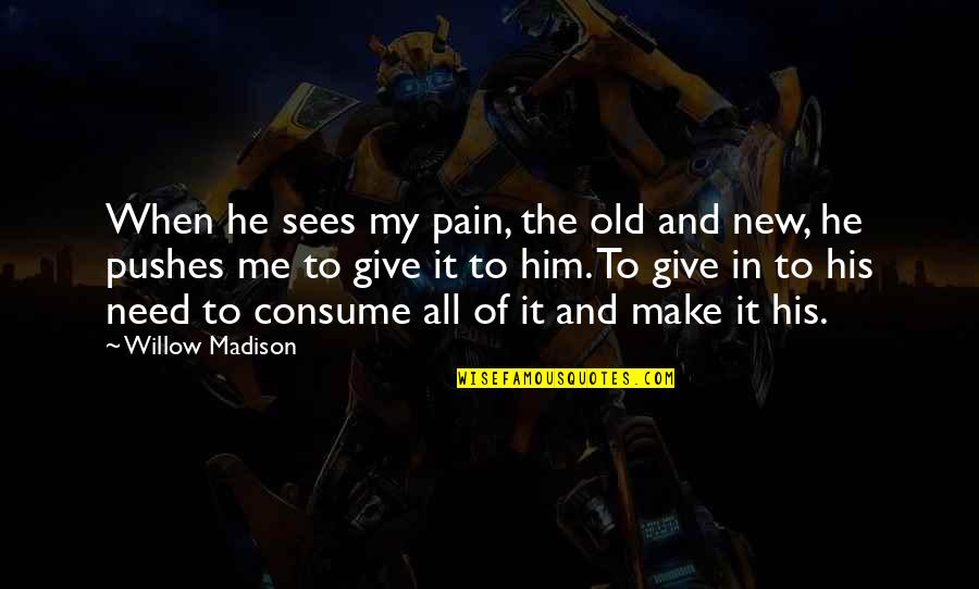 Dark Willow Quotes By Willow Madison: When he sees my pain, the old and