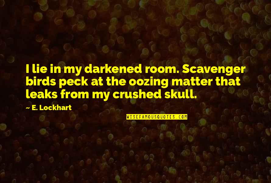 Darkened Quotes By E. Lockhart: I lie in my darkened room. Scavenger birds