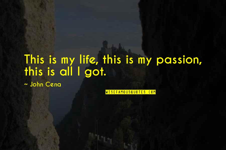 Darkens Quotes By John Cena: This is my life, this is my passion,