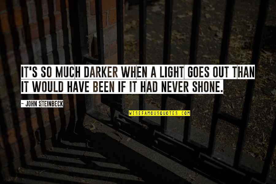 Darker Than Quotes By John Steinbeck: It's so much darker when a light goes
