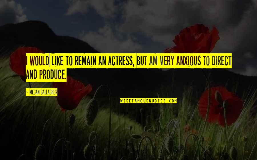 Darkish Red Quotes By Megan Gallagher: I would like to remain an actress, but