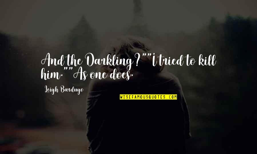 Darkling And Alina Quotes By Leigh Bardugo: And the Darkling?""I tried to kill him.""As one