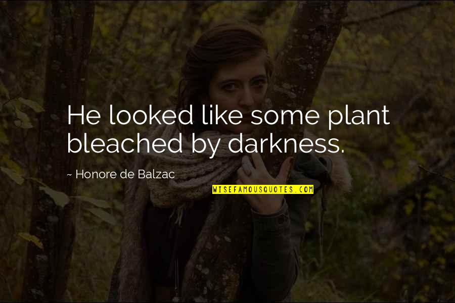Darkness And Depression Quotes By Honore De Balzac: He looked like some plant bleached by darkness.