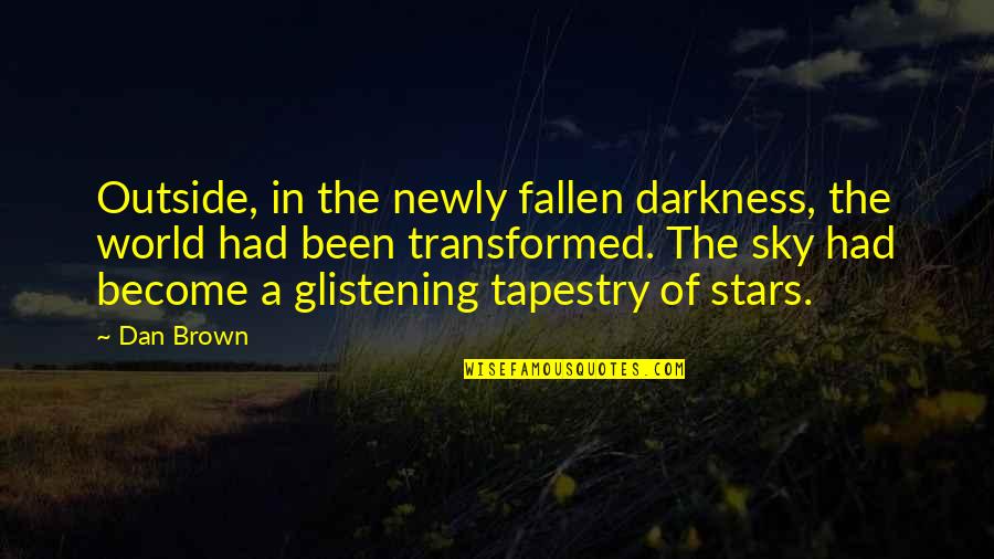 Darkness And Stars Quotes By Dan Brown: Outside, in the newly fallen darkness, the world