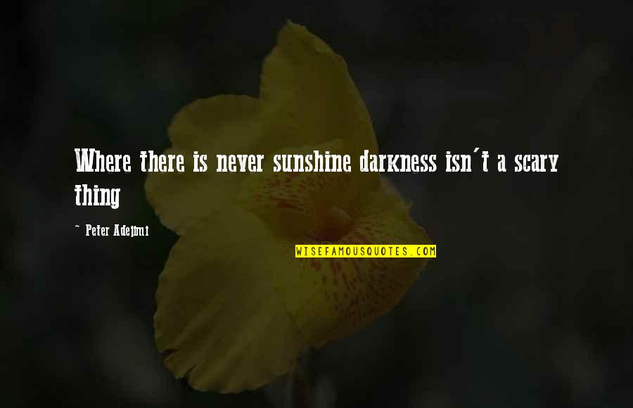 Darkness And Sunshine Quotes By Peter Adejimi: Where there is never sunshine darkness isn't a