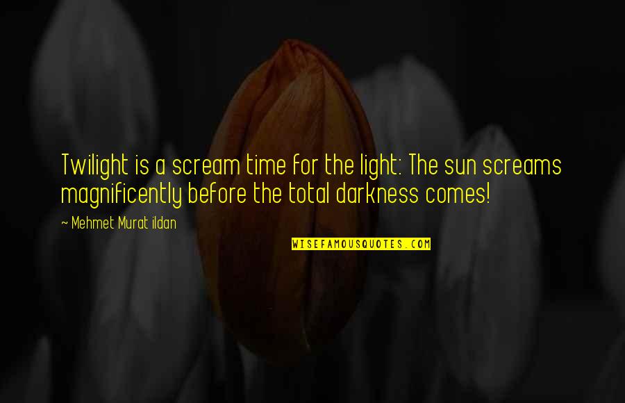 Darkness Comes Light Quotes By Mehmet Murat Ildan: Twilight is a scream time for the light: Darkness Comes Light Quotes By Mehmet Murat Ildan: Twilight is a scream time for the light: