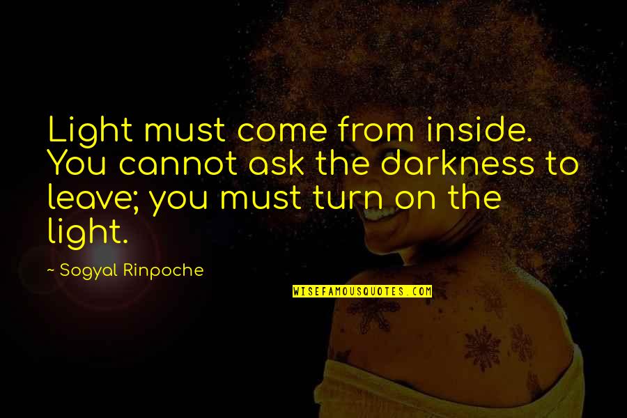 Darkness From Light Quotes By Sogyal Rinpoche: Light must come from inside. You cannot ask