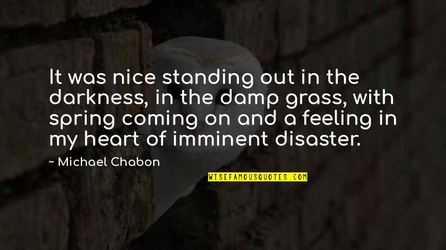 Darkness In Heart Of Darkness Quotes By Michael Chabon: It was nice standing out in the darkness,
