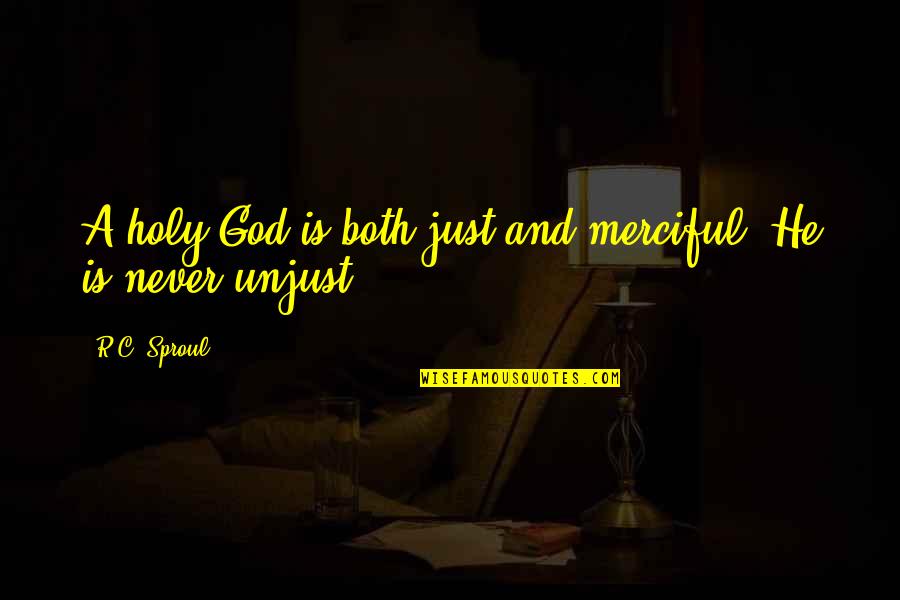 Darkness In Night By Elie Wiesel Quotes By R.C. Sproul: A holy God is both just and merciful.