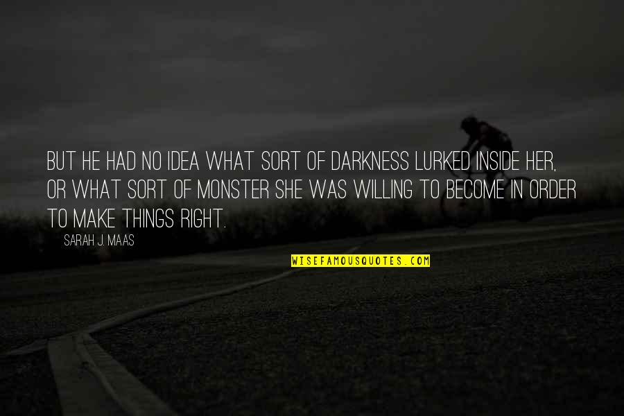 Darkness Inside You Quotes By Sarah J. Maas: But he had no idea what sort of Darkness Inside You Quotes By Sarah J. Maas: But he had no idea what sort of