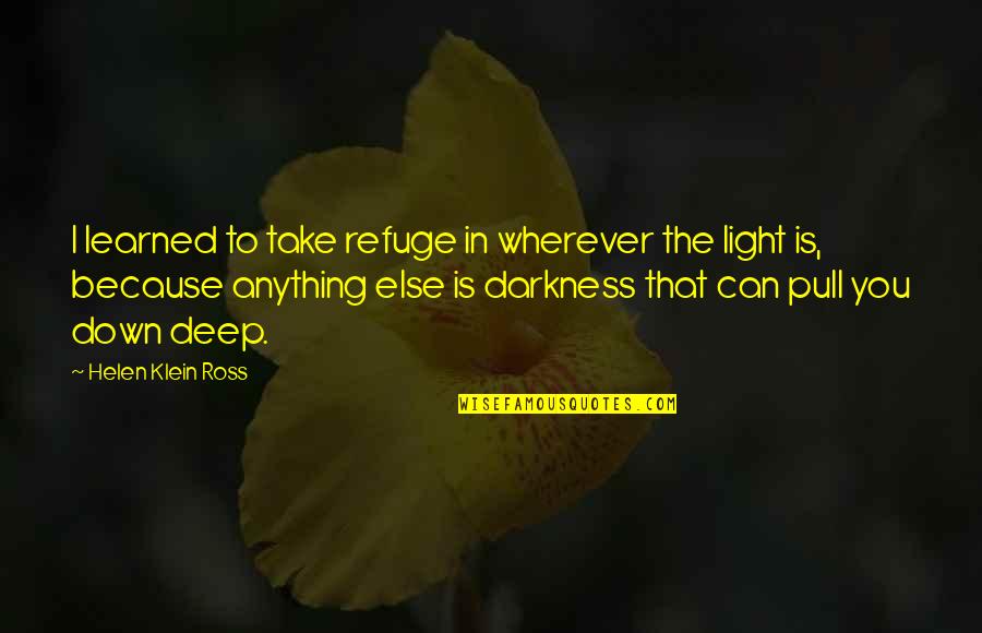Darkness Inspirational Quotes By Helen Klein Ross: I learned to take refuge in wherever the