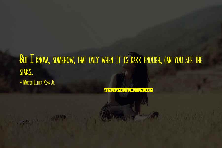 Darkness Inspirational Quotes By Martin Luther King Jr.: But I know, somehow, that only when it