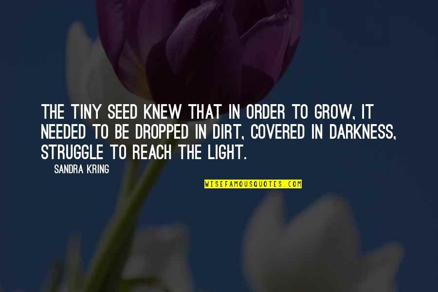 Darkness Inspirational Quotes By Sandra Kring: The tiny seed knew that in order to