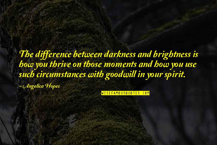 Darkness Light Quotes By Angelica Hopes: The difference between darkness and brightness is how Darkness Light Quotes By Angelica Hopes: The difference between darkness and brightness is how